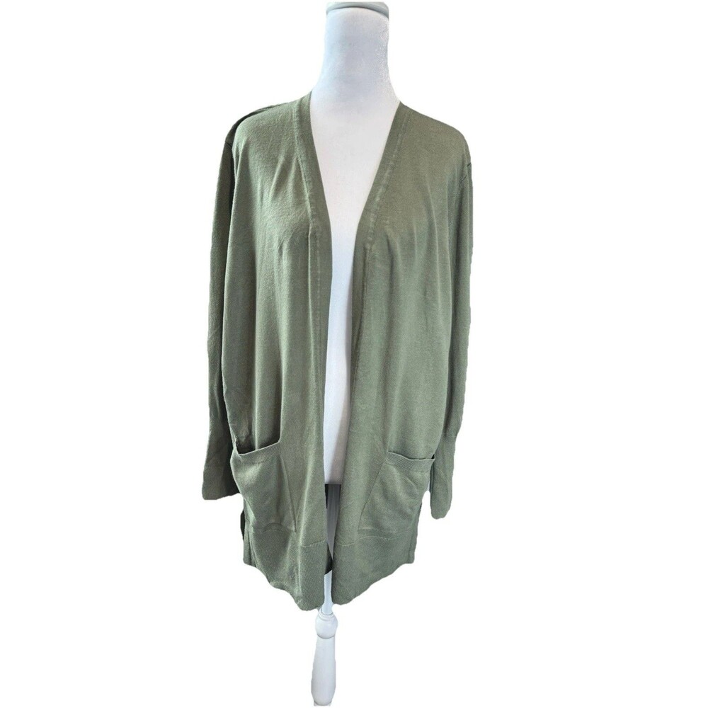 Petite Nine West Cardigan Size PXXL Green Essential Long Sleeve Open Front NWOT